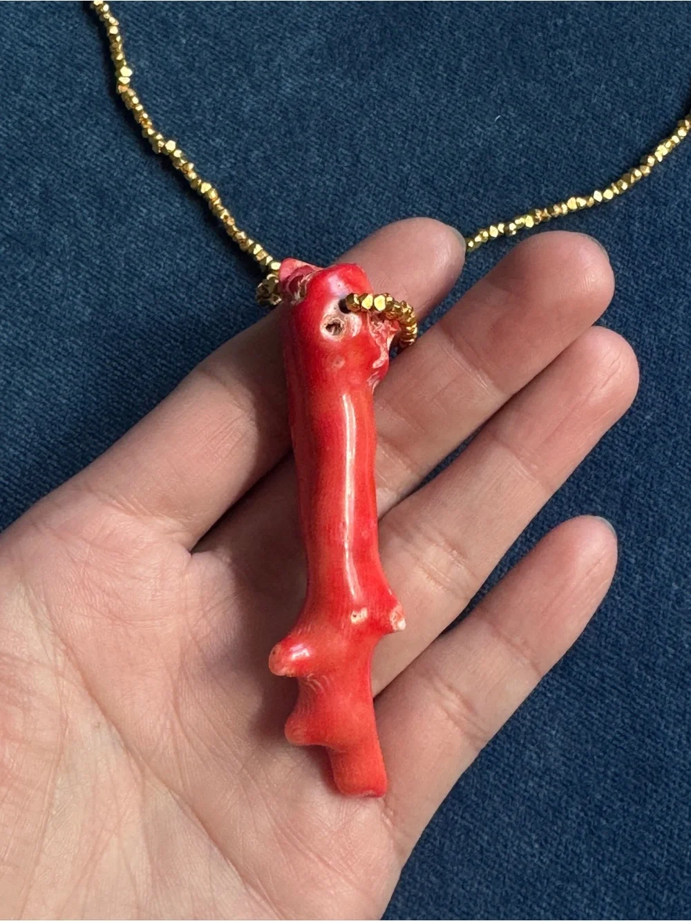 Vintage 22k gold plated Jaded Jewels NY Coral Necklace